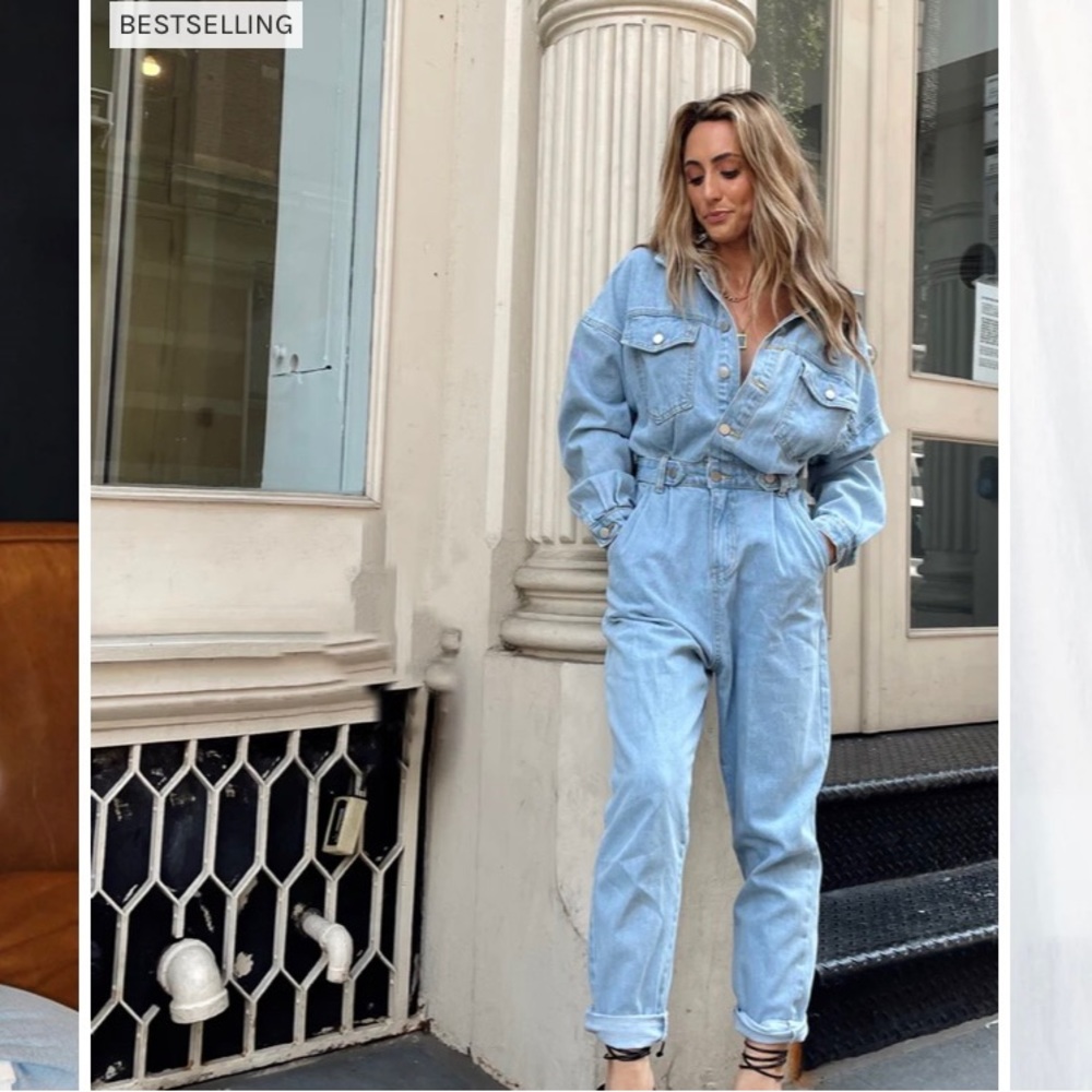 12th tribe womens Hendrix denim jumpsuit size S/M
